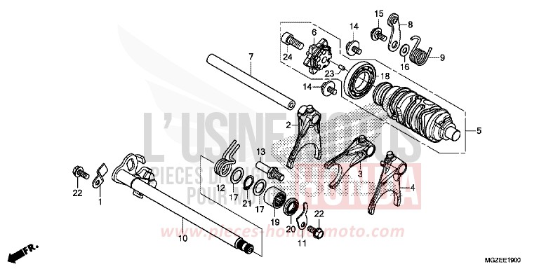 BARILLET DE SELECTION for CB500F ABS GRAPHITE BLACK (NHB01) from 2013